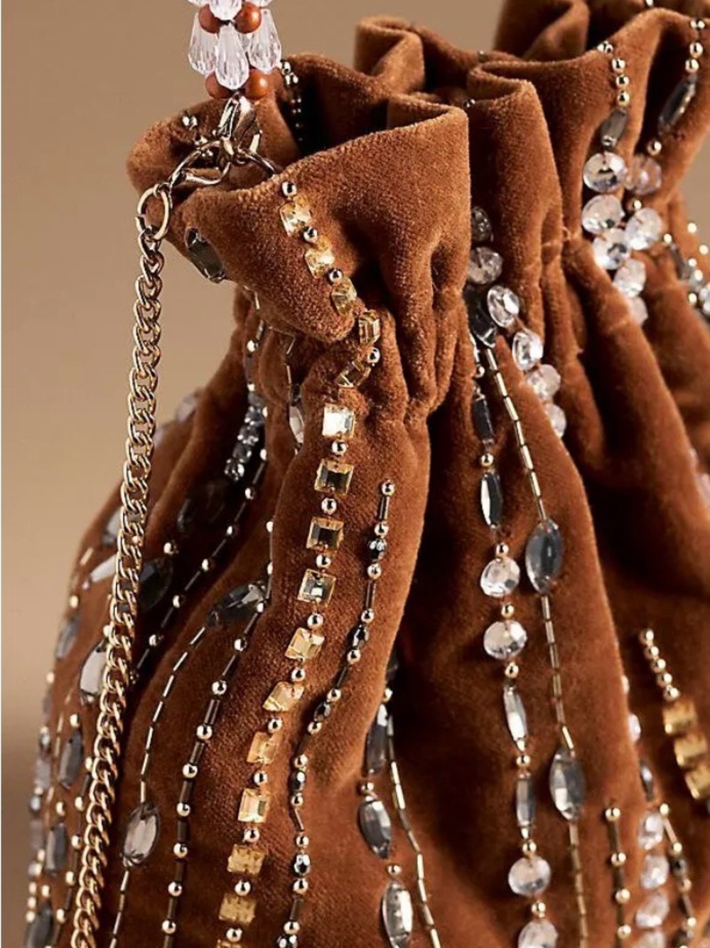 NWT - Anthropologie - Embellished Velvet Pouch